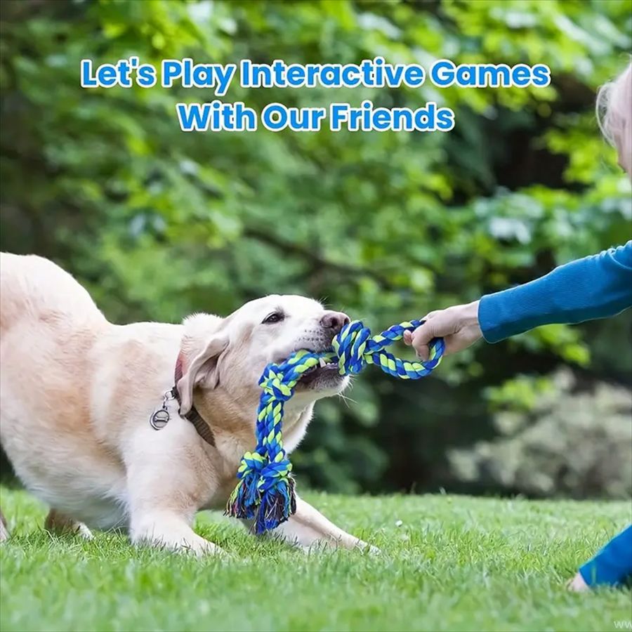 Heavy-Duty Rope Knot Dog Toys , Interactive Tug Of War