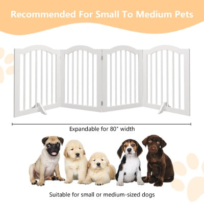 27.6 Height Tall Freestanding Pet Gate, 4 Panels Foldable Dog Gate Heavy Duty