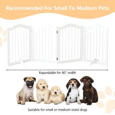 27.6 Height Tall Freestanding Pet Gate, 4 Panels Foldable Dog Gate Heavy Duty