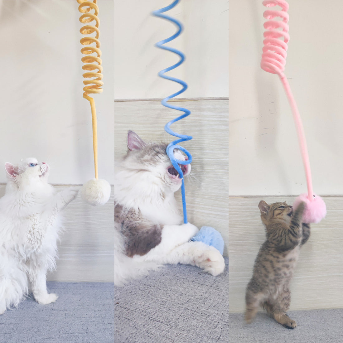 Cat Toy Spring Rabbit Hair Ball Interactive