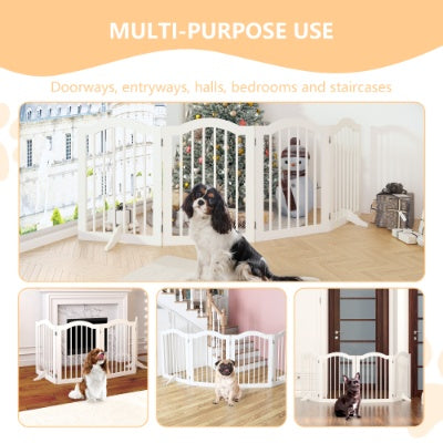 27.6 Height Tall Freestanding Pet Gate, 4 Panels Foldable Dog Gate Heavy Duty