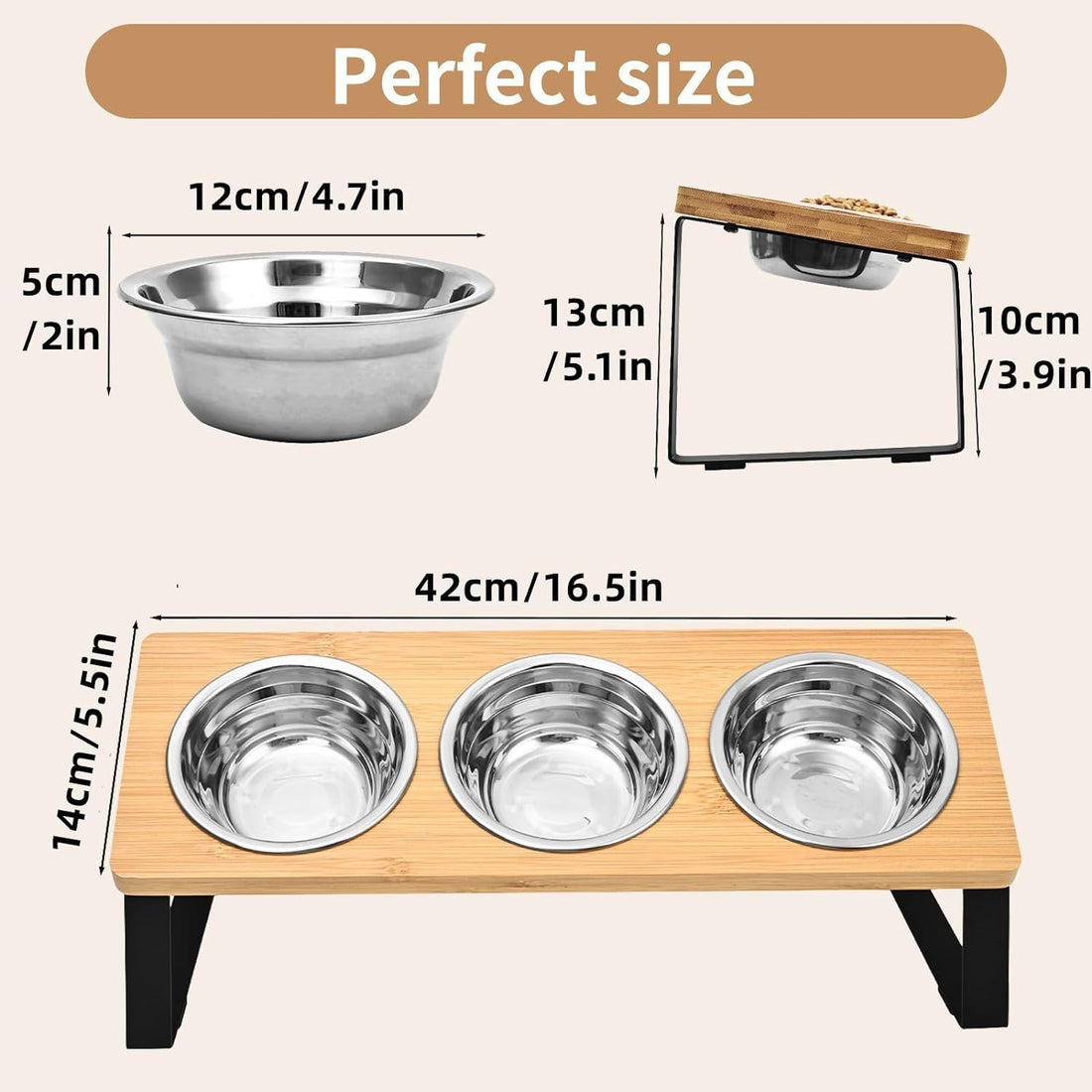 Log Pet Feeding Iron Wood Rack