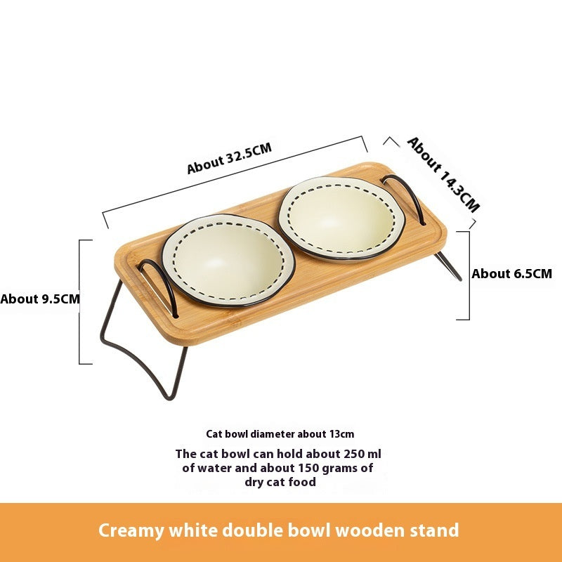 Wooden Rack Multi-functional Ceramic Bowl