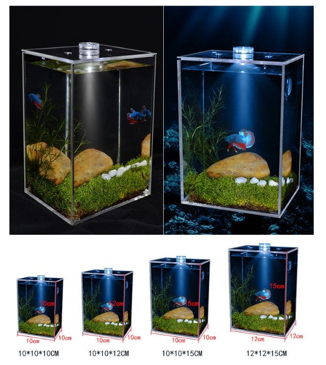 Fish tank small creative transparent white square