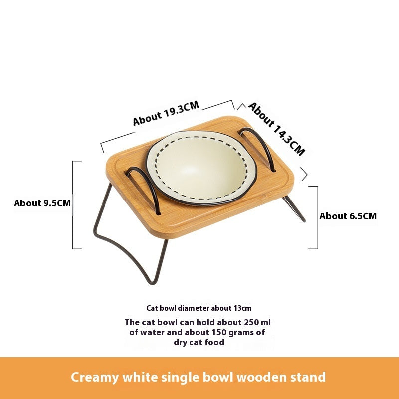 Wooden Rack Multi-functional Ceramic Bowl