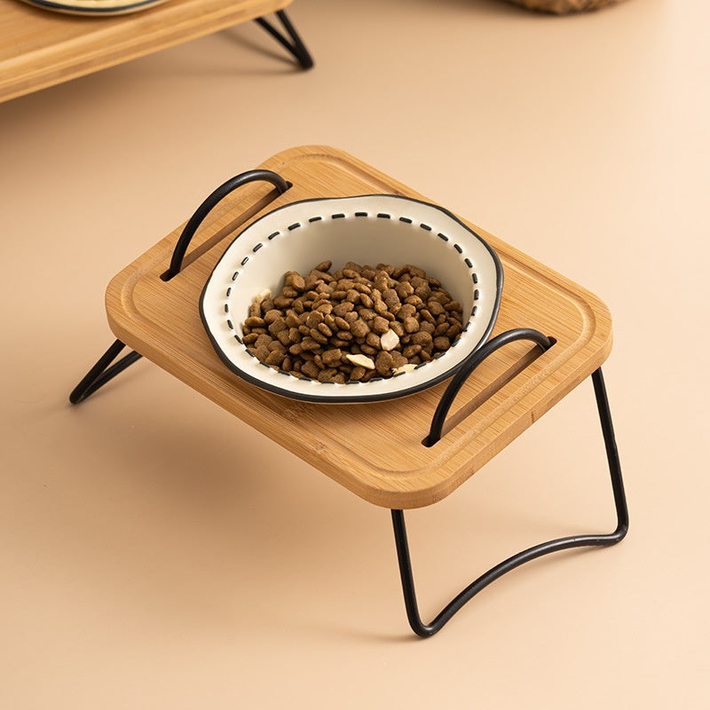 Wooden Rack Multi-functional Ceramic Bowl