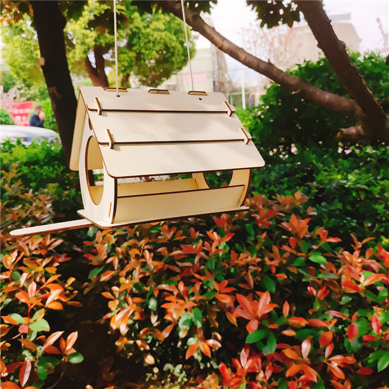 Hanging Wooden Bird Feeder DIY Assembled
