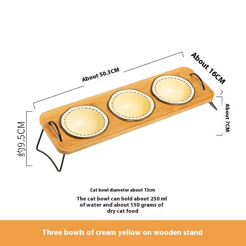 Wooden Rack Multi-functional Ceramic Bowl