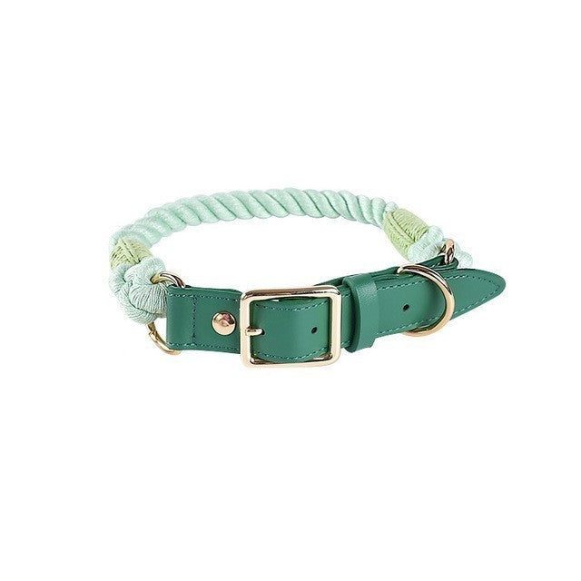 Cotton Rope Woven Leather Pet Leash