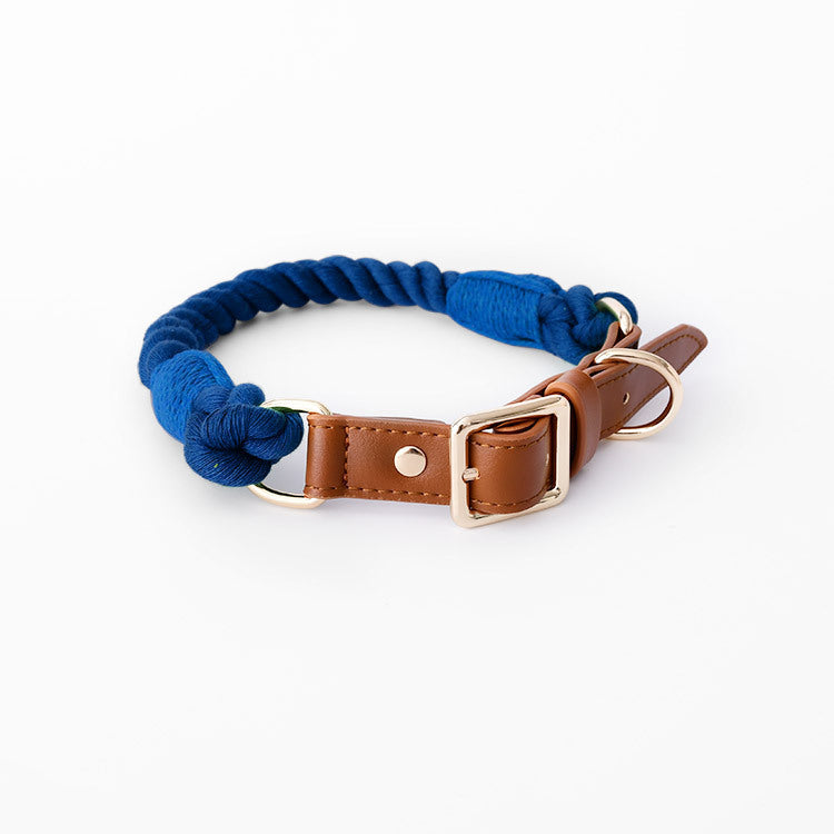 Cotton Rope Woven Leather Pet Leash