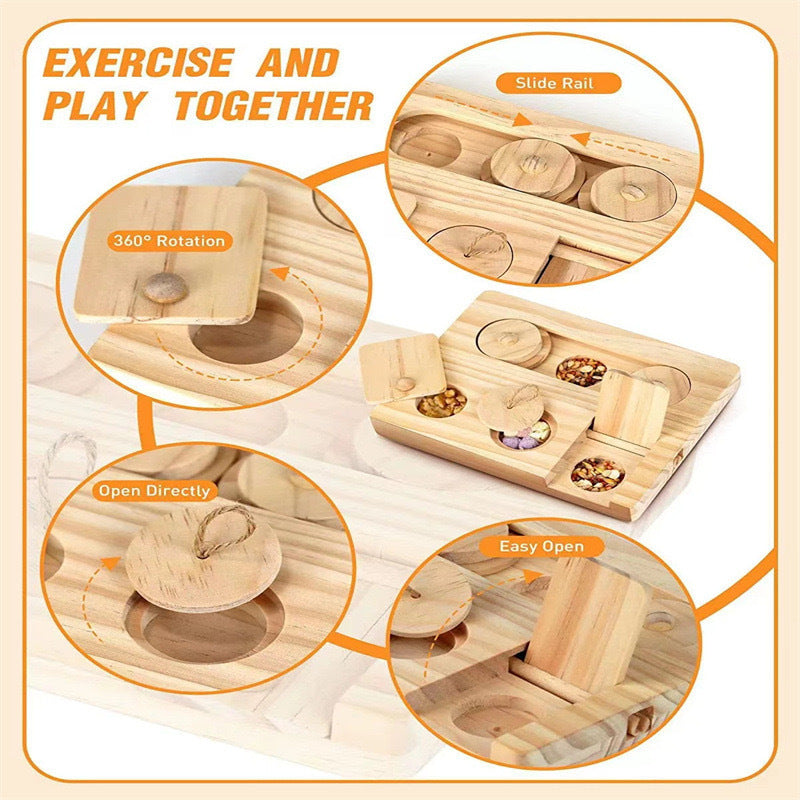 Wooden Hamster Feeding Snack Dispenser