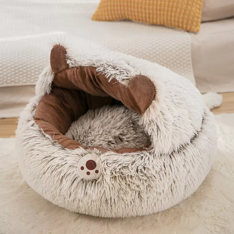 Winter New Long Plush Pet Cat Bed