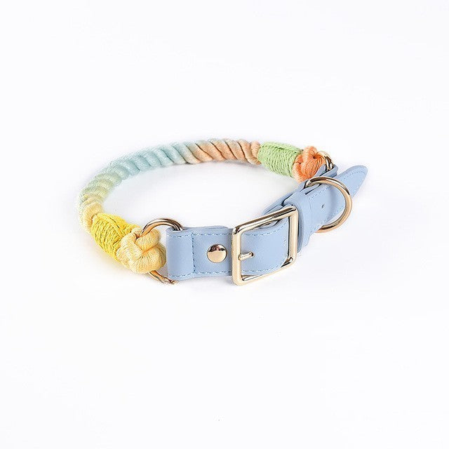 Cotton Rope Woven Leather Pet Leash