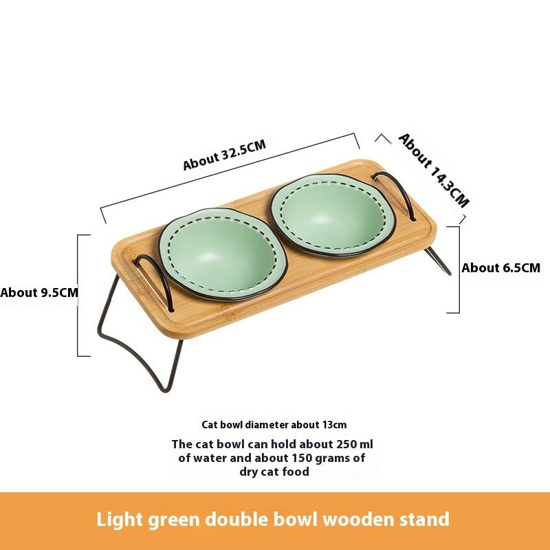 Wooden Rack Multi-functional Ceramic Bowl