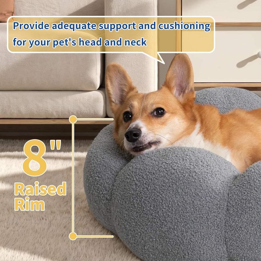 Fluffy Flower Cat Dog Bed
