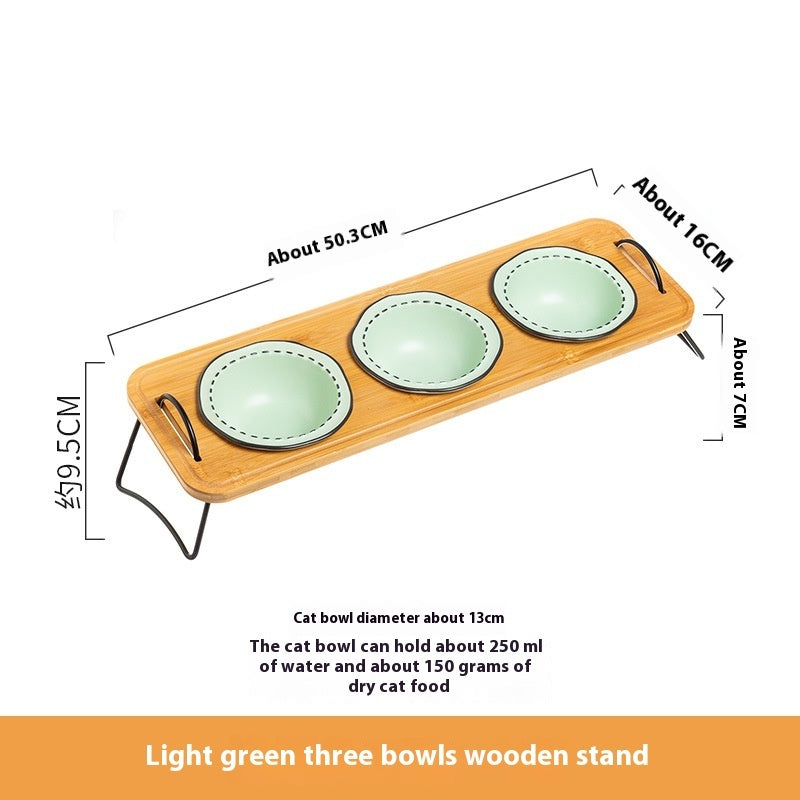 Wooden Rack Multi-functional Ceramic Bowl