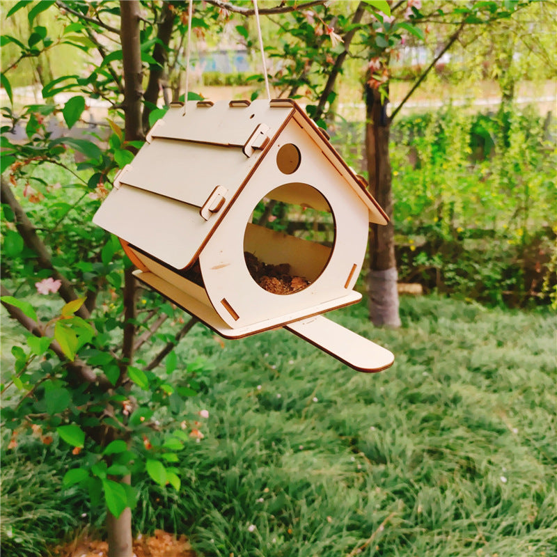 Hanging Wooden Bird Feeder DIY Assembled