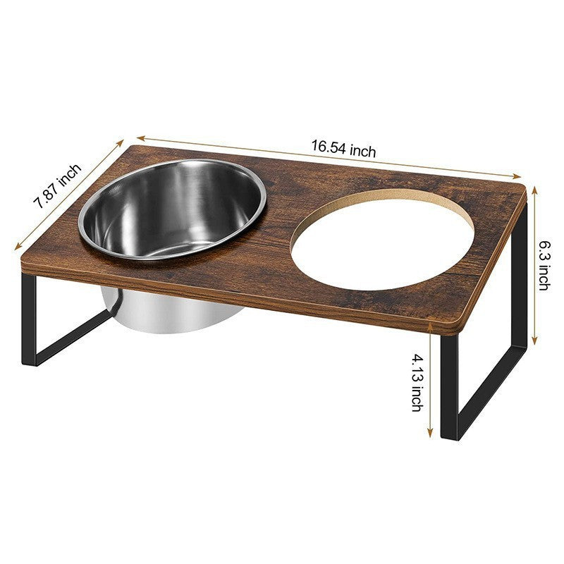 Log Pet Feeding Iron Wood Rack