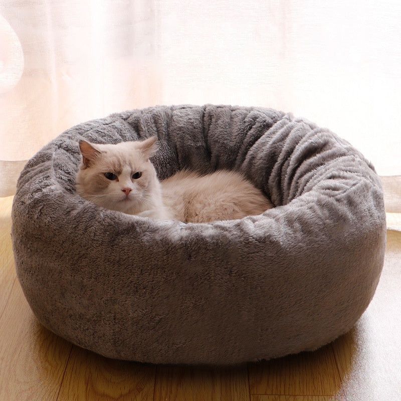 Pet Dog Bed Long Plush Donut