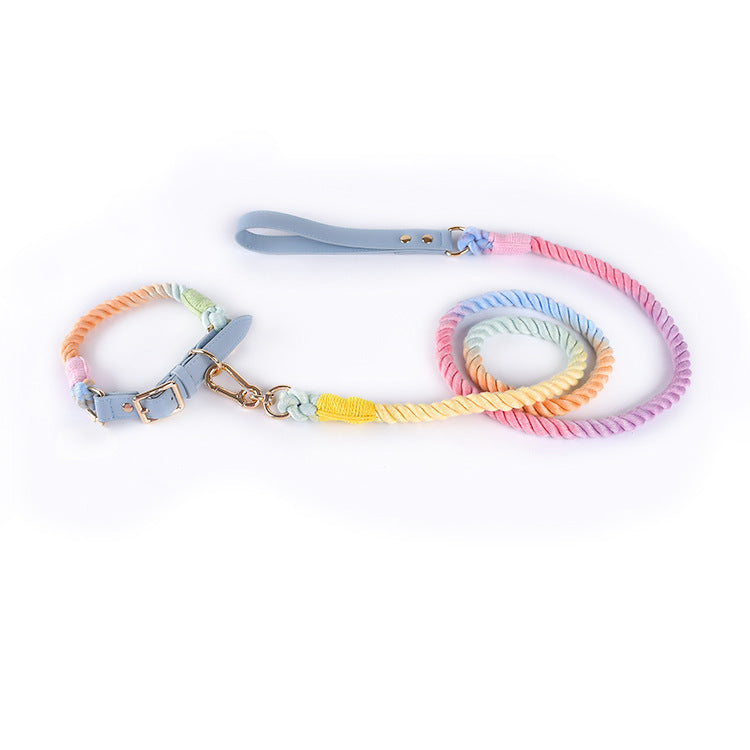 Cotton Rope Woven Leather Pet Leash